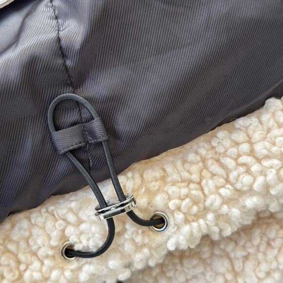 Maje Quilted Sherpa Puffer Coat Jacket Ecru Black Size 1 US 2-4 - Picture 12 of 12